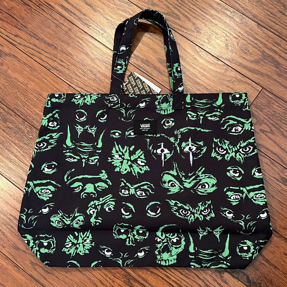 Vans Black and Green Graphic Tote Bag